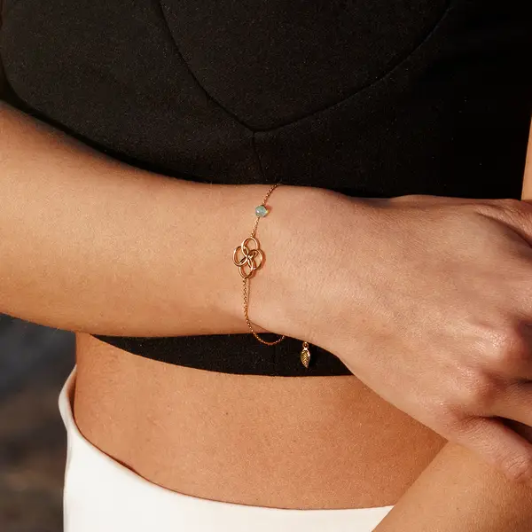 Leaf Jewelry Armkette Clover Charm, Aqua Chalzedon, 925 Sterlingsilber Neueste Stile