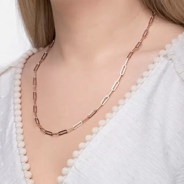Leaf Jewelry Y-Halskette Square, 52cm, 18 K Rosegold vergoldet Sonderangebot der Fabrik