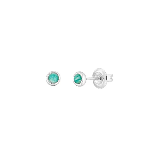 Leaf Jewelry Ohrstecker Pure Amazonit, 3mm, 925 Sterlingsilber Vierteljährliche Förderung