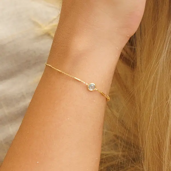 Leaf Jewelry Armkette Solitär, Rosenquarz, 18 K Rosegold vergoldet Riesige Rabatte