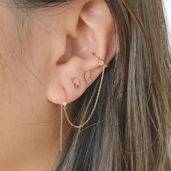 Leaf Jewelry EARCANDY Set, Rosa, 18 K Rosegold vergoldet Kostenloser Versand international
