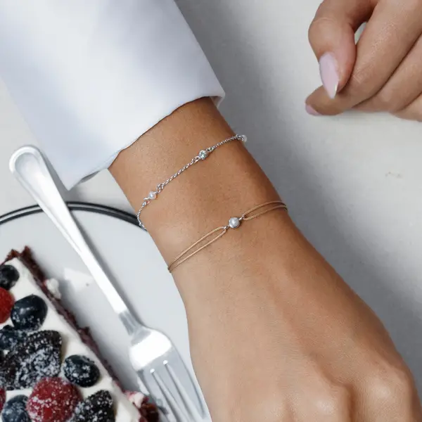 Leaf Jewelry Armkette Pure mit Süßwasserzuchtperlen, 925 Sterlingsilber zollfrei