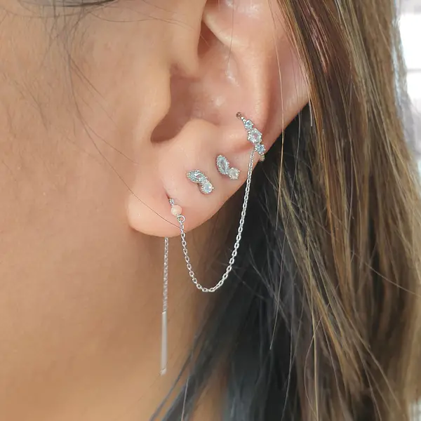 Leaf Jewelry Earcandy, Mondstein/Blauer Topaz, 925 Sterlingsilber 50% Rabatt für begrenzte Zeit