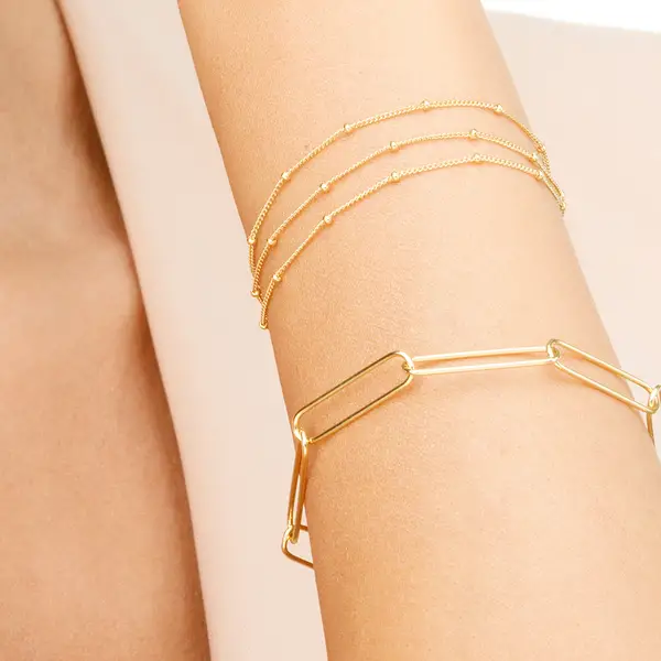 Leaf Jewelry Silber Armkette, BIG SQUARE, Rosegold Online