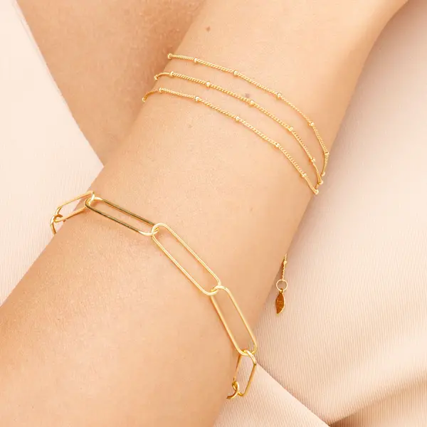Leaf Jewelry Silber Armkette, BIG SQUARE, Rosegold Online