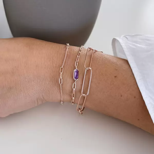 Leaf Jewelry Silber Armkette, BIG SQUARE, Rosegold Online