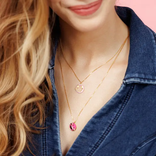 Leaf Jewelry Halskette "Joy" EMOJI, 18 K Gelbgold vergoldet Schlussverkauf