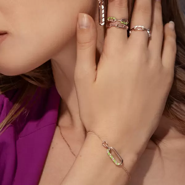 Leaf Jewelry Silber Armkette, Rosegold, Neon Twist Günstiger Verkauf