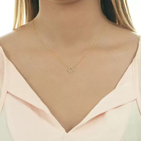 Leaf Jewelry Halskette Clover mit Diamanten, 18 K Gelbgold Exklusive Angebote