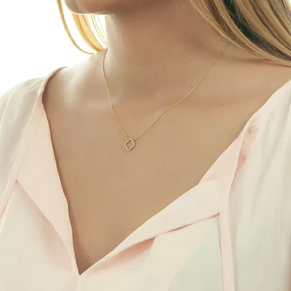 Leaf Jewelry Halskette Clover mit Diamanten, 18 K Gelbgold Exklusive Angebote