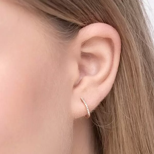 Leaf Jewelry Creole Circle XS mit Diamanten, 12mm, 18 Rosegold Große Rabatte