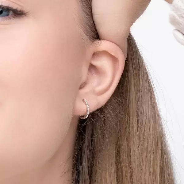 Leaf Jewelry Creole Circle XS mit Diamanten, 12mm, 18 Rosegold Große Rabatte