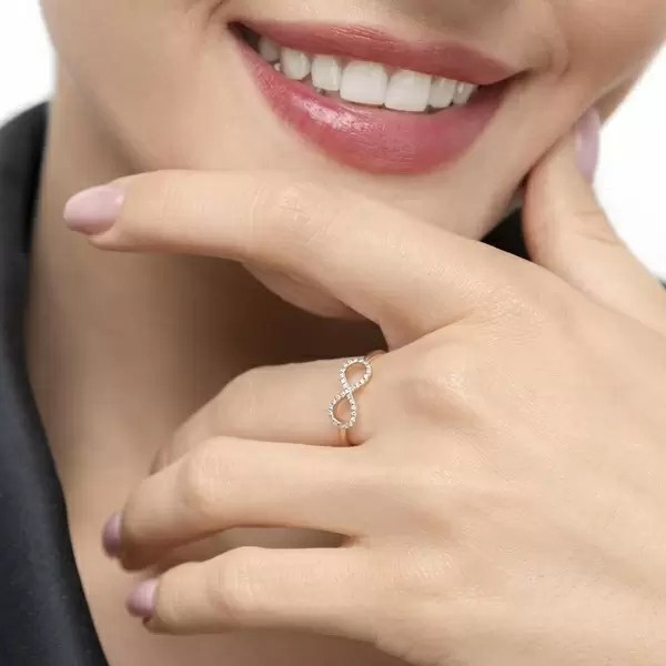 Leaf Jewelry Infinityring mit Diamanten, 18 K Rosegold Kauf eins, bekomm eins gratis