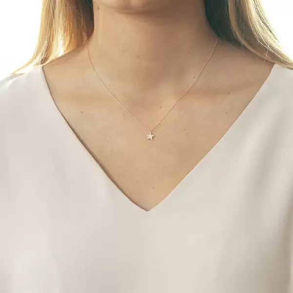 Leaf Jewelry Halskette Stern mit Diamanten, 18 K Roségold Sonderangebote