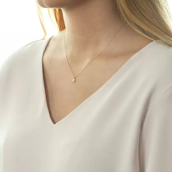 Leaf Jewelry Halskette Stern mit Diamanten, 18 K Roségold Sonderangebote