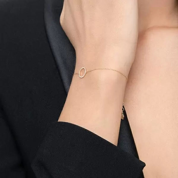 Leaf Jewelry Armkette Circle mit Diamanten, 18 K Gelbgold VIP-Rabatte