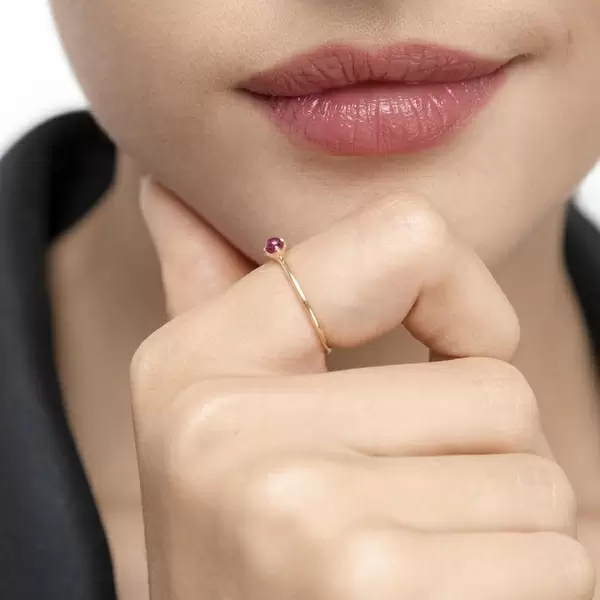 Leaf Jewelry Ring Cabochon, 14 K Gelbgold, Rubin Tiefpreis