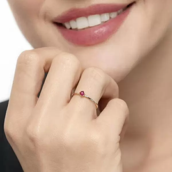 Leaf Jewelry Ring Cabochon, 14 K Gelbgold, Rubin Tiefpreis