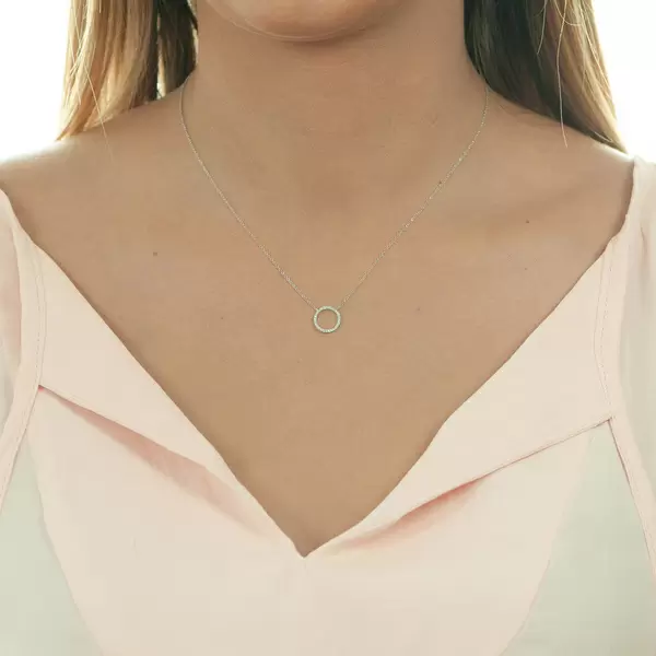 Leaf Jewelry Halskette Circle mit Diamanten, 18 K Weissgold Wochenangebot