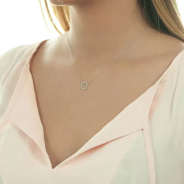 Leaf Jewelry Halskette Circle mit Diamanten, 18 K Weissgold Wochenangebot