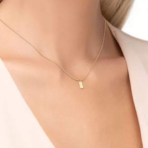 Leaf Jewelry Halskette Tiny Dog Tag, 14 K Gelbgold Letzte 3 Tage