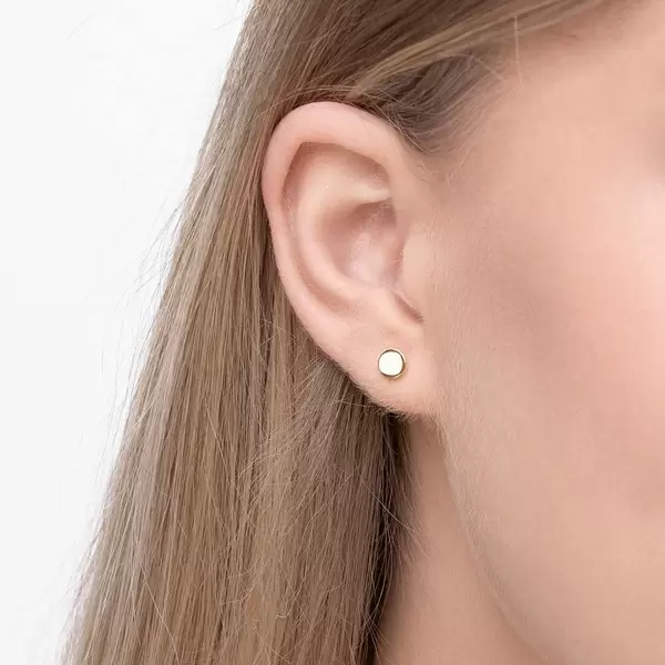 Leaf Jewelry Ohrstecker Disc, 14 K Gelbgold Bis zu 50% Rabatt
