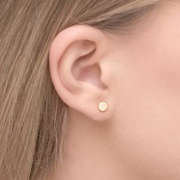 Leaf Jewelry Ohrstecker Disc, 14 K Gelbgold Bis zu 50% Rabatt