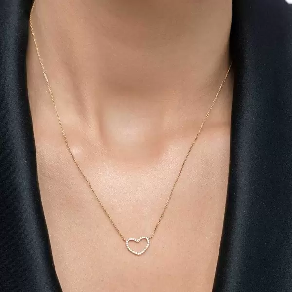 Leaf Jewelry Halskette Heart mit Diamanten, 18 K Gelbgold Bis zu 65% Rabatt