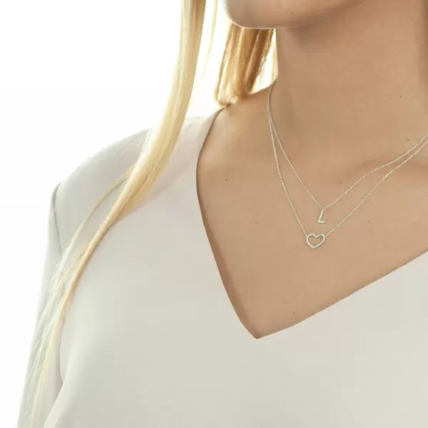 Leaf Jewelry Halskette Heart mit Diamanten, 18 K Gelbgold Bis zu 65% Rabatt