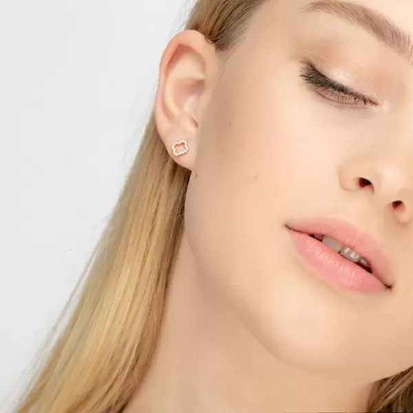 Leaf Jewelry Ohrstecker Clover mit Diamanten, 18 K Rosegold Nur für heute