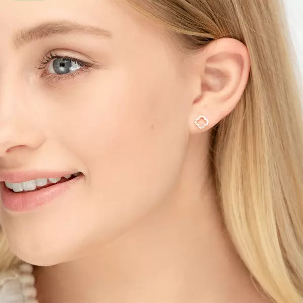 Leaf Jewelry Ohrstecker Clover mit Diamanten, 18 K Rosegold Nur für heute