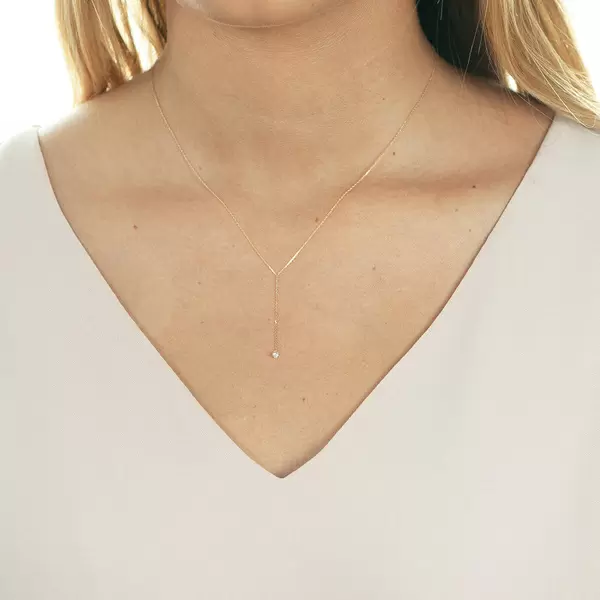 Leaf Jewelry Halskette Y-Pure Diamant, 18 K Rosegold Sonderangebot der Fabrik