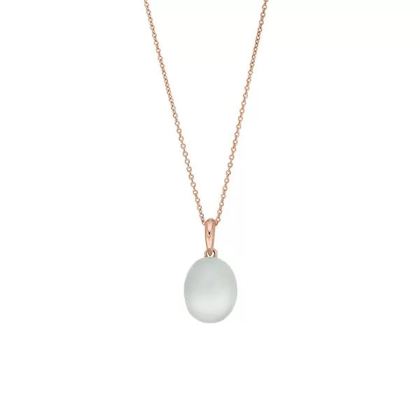 Leaf Jewelry Halskette Cabochon II, 14 K Rosegold, Sea Blue Chalzedon Nur noch ein Tag übrig