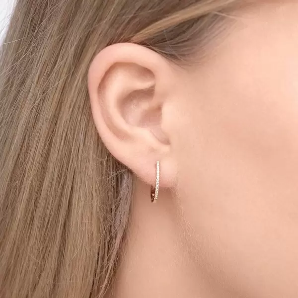 Leaf Jewelry Creole Circle S mit Diamanten, 15mm, 18 K Rosegold 50% Rabatt mit kostenlosem Versand