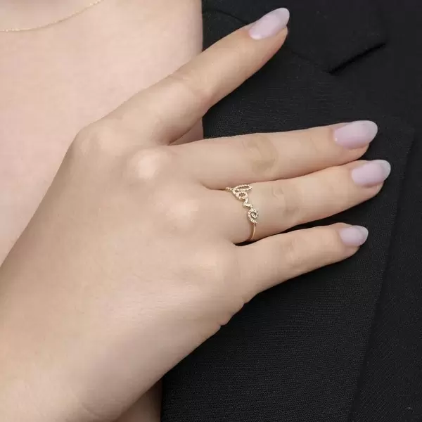 Leaf Jewelry Ring Love 18K Gelbgold mit Diamanten Begrenzt auf 3 Tage