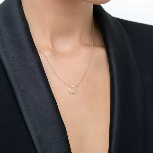 Leaf Jewelry Halskette Circle mit Diamanten, 18 K Gelbgold Speichern exportieren