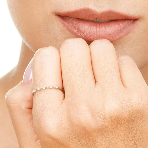 Leaf Jewelry Ring mit 5 Diamanten, 14K Weißgold 50% Rabatt für begrenzte Zeit
