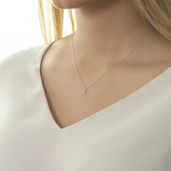 Leaf Jewelry Halskette Letter "S", 14 K Weißgold mit Diamanten Rabatte dieses Monats
