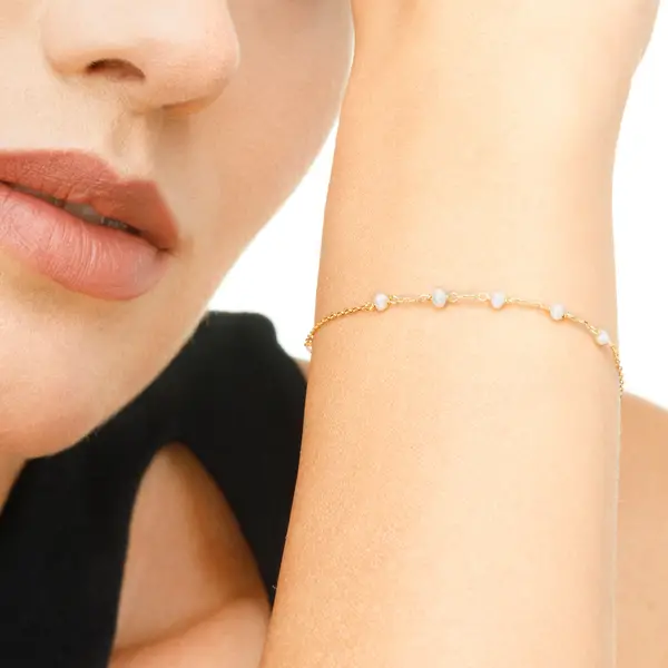 Leaf Jewelry Armkette White Pearls, 14 K Gelbgold Günstiger Verkauf