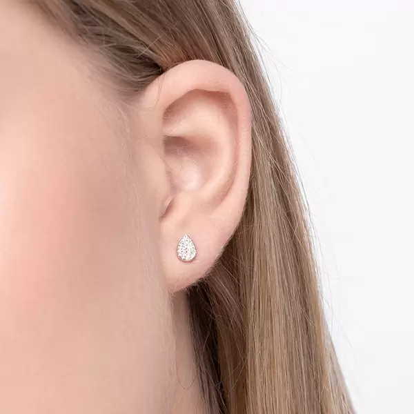 Leaf Jewelry Ohrstecker Drops mit Diamanten, 18 K Weißgold Fabrikverkauf