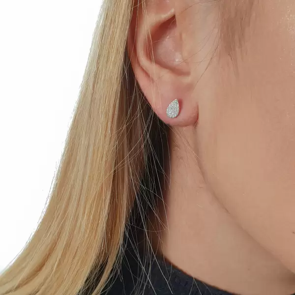 Leaf Jewelry Ohrstecker Drops mit Diamanten, 18 K Weißgold Fabrikverkauf