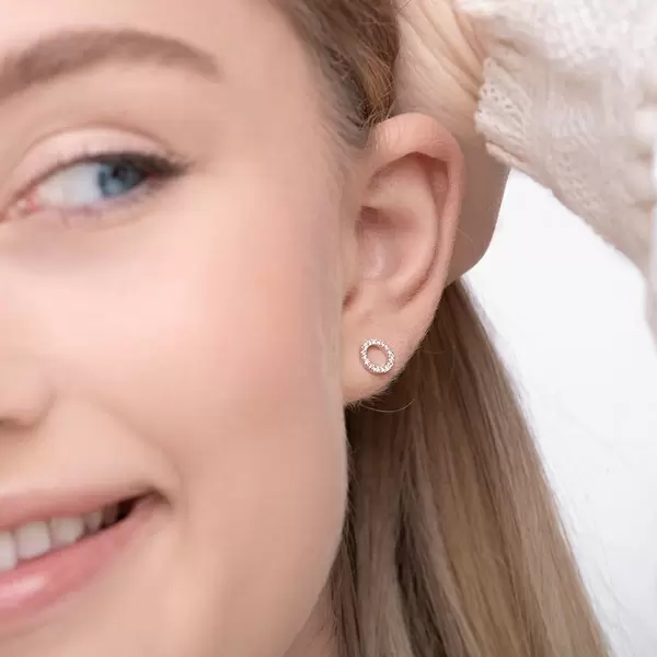 Leaf Jewelry Ohrringe Circle mit Diamanten, 18 K Weißgold Blitzverkäufe
