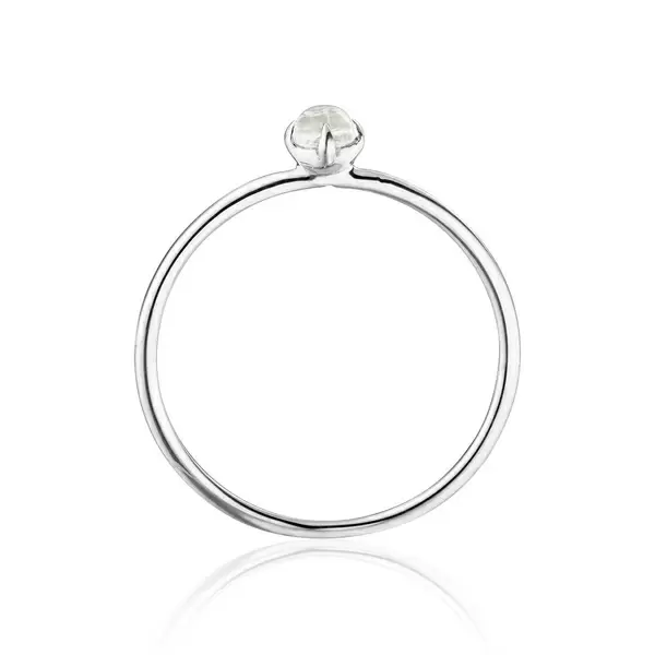 Leaf Jewelry Ring Cabochon, 14 K Weißgold, Mondstein Kostenloser Versand