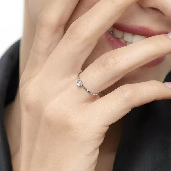 Leaf Jewelry Ring Cabochon, 14 K Weißgold, Mondstein Kostenloser Versand