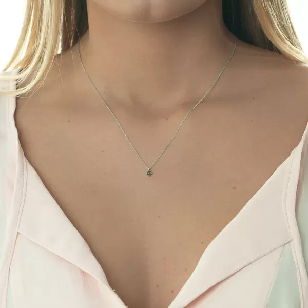 Leaf Jewelry Halskette Cabochon, Blauer Topas, 14 K Weißgold Fabrik Onlineshop