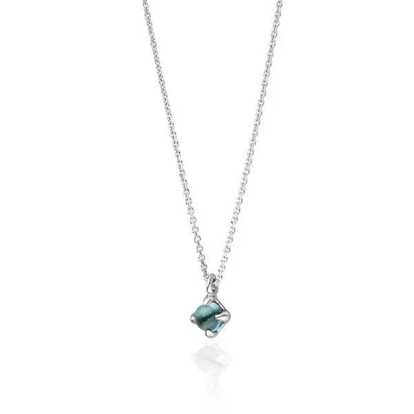 Leaf Jewelry Halskette Cabochon, Blauer Topas, 14 K Weißgold Fabrik Onlineshop