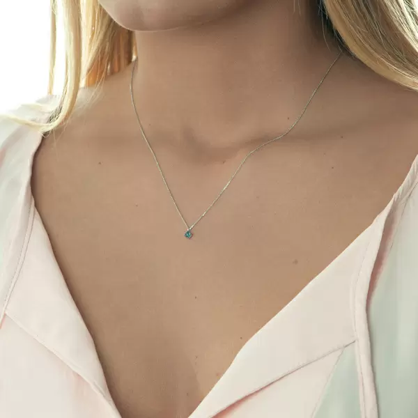 Leaf Jewelry Halskette Cabochon, Blauer Topas, 14 K Weißgold Fabrik Onlineshop
