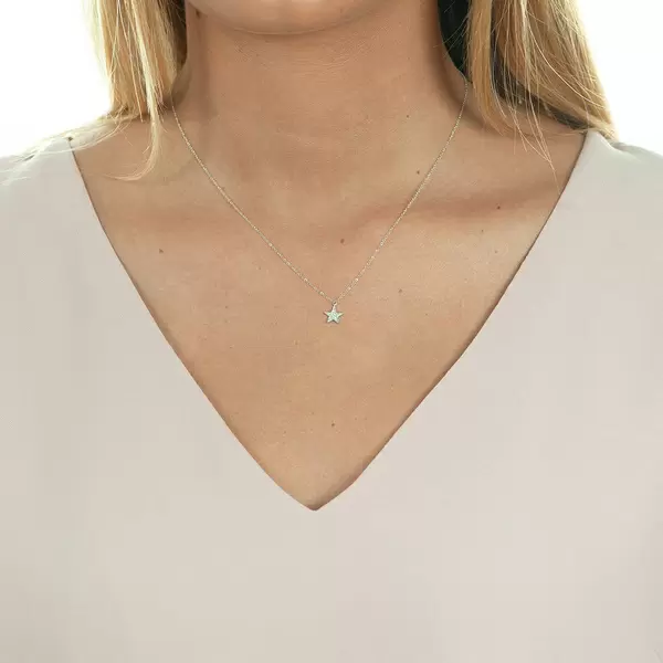 Leaf Jewelry Halskette Stern mit Diamanten, 18 K Weißgold Fabrikpreis