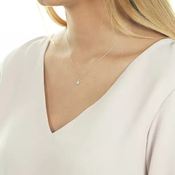 Leaf Jewelry Halskette Stern mit Diamanten, 18 K Weißgold Fabrikpreis