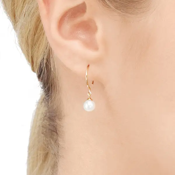 Leaf Jewelry Ohrhänger Single Pearls, 14K Gelbgold Sonderangebot